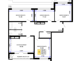 Продается 4-комнатная квартира ЖК Сердце, 112.77  м², 36650250 рублей