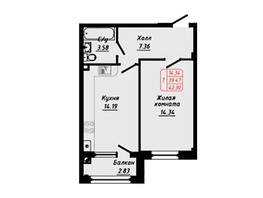 Продается 1-комнатная квартира ЖК Фоменко, 42.3  м&sup2;