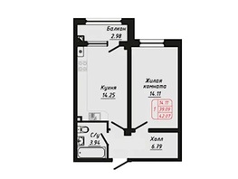 Продается 1-комнатная квартира ЖК Фоменко, 42.07  м&sup2;