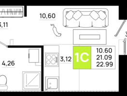 Продается Студия ЖК Октябрь Парк, 6.1, 22.99 м², 3517470 рублей