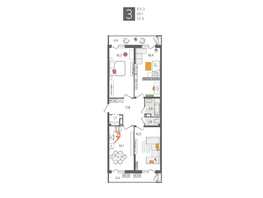 Продается 3-комнатная квартира ЖК Рекорд 2, литера 1, 101.3 м², 19875060 рублей