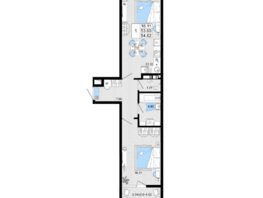 Продается 1-комнатная квартира ЖК Резиденция морей, корпус В, 54.62  м², 12999560 рублей