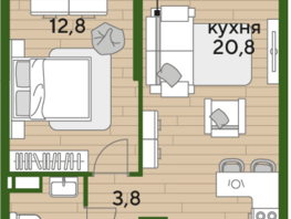 Продается 1-комнатная квартира ЖК DOGMA PARK (Догма парк), литера 16, 41.4 м², 6812039 рублей