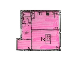 Продается 1-комнатная квартира ЖК Пестова 7, 43.3  м&sup2;