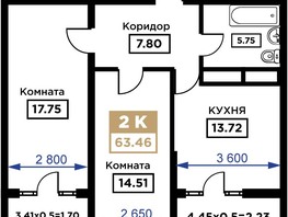 Продается 2-комнатная квартира ЖК Сердце, 63.46  м², 19038000 рублей