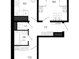 Продается 2-комнатная квартира ЖК 5 элемент Аске, лит 5-10 стр.2, сек.4,5, 52.4  м², 5819544 рублей