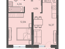Продается 1-комнатная квартира ЖК Теплые края, литер 9, 40.24  м&sup2;, 5432400 рублей
