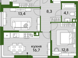 Продается 3-комнатная квартира ЖК DOGMA PARK (Догма парк), литера 17, 70 м², 9940000 рублей