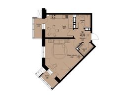 Продается 1-комнатная квартира ЖК Волна, 49.78  м&sup2;