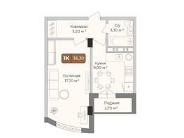 Продается 1-комнатная квартира ЖК Опера, 36.3  м&sup2;