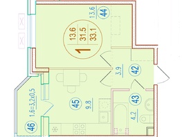 Продается 1-комнатная квартира генерала Корнилова ул, 33.1  м&sup2;, 6703500 рублей