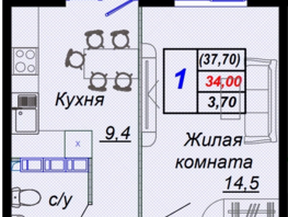 Продается 1-комнатная квартира ЖК Чайные холмы, 37.7  м², 12875500 рублей