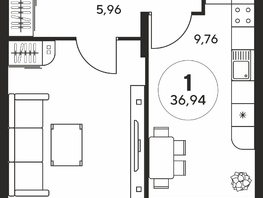 Продается 1-комнатная квартира ЖК Гринсайд, 5.1-5.5, 36.8  м², 5210000 рублей