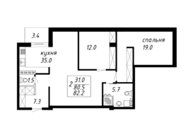 Продается 2-комнатная квартира ЖК Парк-Озеро, 82.2  м&sup2;