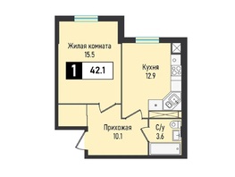 Продается 1-комнатная квартира ЖК Живописный, очередь 4, 42.1  м&sup2;