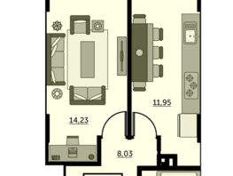 Продается 1-комнатная квартира ЖК Город у реки, литер 8, 40.1  м², 5614000 рублей