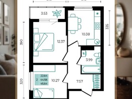 Продается 2-комнатная квартира ЖК Курортный регион, 45.64  м&sup2;, 6617800 рублей