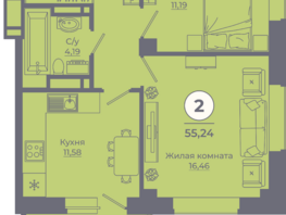 Продается 2-комнатная квартира ЖК Сокольники, литер 10, 55.04  м&sup2;, 7320320 рублей