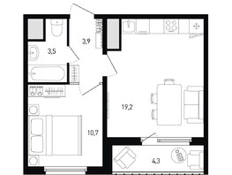 Продается 1-комнатная квартира ЖК Левенцовка Парк, лит 8-10 стр.1, сек.1,2,3, 39.5  м², 4866400 рублей