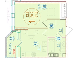 Продается 1-комнатная квартира генерала Корнилова ул, 31.8  м&sup2;, 6594000 рублей