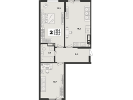 Продается 2-комнатная квартира генерала Корнилова ул, 63.5  м&sup2;, 8724500 рублей