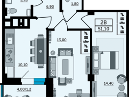 Продается 2-комнатная квартира ЖК Грин Парк, литер 1, 52  м², 6500000 рублей