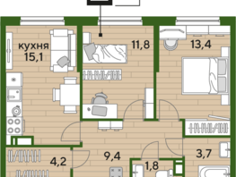 Продается 2-комнатная квартира ЖК DOGMA PARK (Догма парк), литера 20, 59.4 м², 8428148 рублей