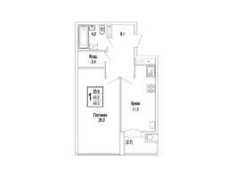 Продается 1-комнатная квартира ЖК Изумрудный город, 49.3  м&sup2;