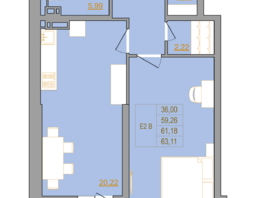 Продается 2-комнатная квартира ЖК Новый Горизонт, дом 3, 62.62  м², 7764880 рублей