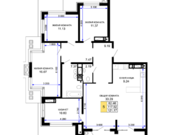 Продается 5-комнатная квартира ЖК Сердце, 121.17  м², 39380250 рублей