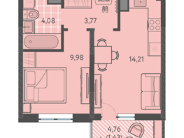 Продается 1-комнатная квартира ЖК Теплые края, литер 8, 33.47  м&sup2;, 5020500 рублей