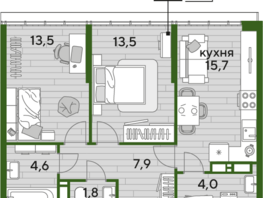 Продается 2-комнатная квартира ЖК DOGMA PARK (Догма парк), литера 15, 61 м², 8710800 рублей