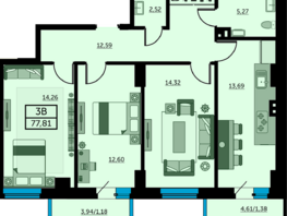 Продается 3-комнатная квартира ЖК Сердце Ростова 2, литер 8, 77.49  м², 10306170 рублей