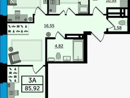 Продается 3-комнатная квартира ЖК Легенда Ростова, литер 12, 86.31  м², 11047680 рублей