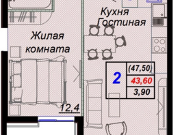 Продается 2-комнатная квартира ЖК Чайные холмы, 47.5  м², 15487500 рублей