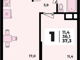 Продается 1-комнатная квартира ЖК Родной дом 2, литера 1, 37.3  м², 4973600 рублей