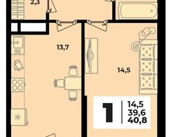 Продается 1-комнатная квартира ЖК Родной дом 2, литера 2, 40.8  м², 5109200 рублей