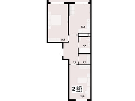 Продается 2-комнатная квартира ЖК МЕГАСИТИ, литера 1.2, 64.6  м², 8972100 рублей