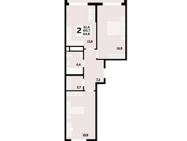 Продается 2-комнатная квартира ЖК МЕГАСИТИ, литера 1.1, 64.6 м², 8972100 рублей