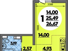 Продается Студия ЖК Предгорье ЛАГО-НАКИ, литера 7, 26.67 м², 4021000 рублей