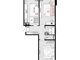 Продается 2-комнатная квартира ЖК Дружба, 2, 60.32 м², 7781280 рублей