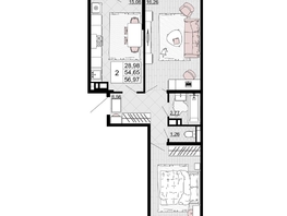 Продается 2-комнатная квартира ЖК Дружба, 2, 56.97 м², 7633980 рублей