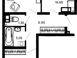 Продается 2-комнатная квартира ЖК Долина, Литер 1, 57.85 м², 6826300 рублей