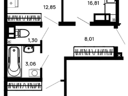 Продается 2-комнатная квартира ЖК Долина, Литер 1, 59.62 м², 7035160 рублей