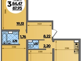 Продается 3-комнатная квартира ЖК Предгорье ЛАГО-НАКИ, литер 8, 87.93  м&sup2;, 8718861 рублей
