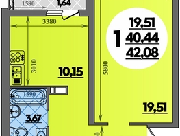 Продается 1-комнатная квартира ЖК Предгорье ЛАГО-НАКИ, литера 8, 42.08  м², 5176000 рублей