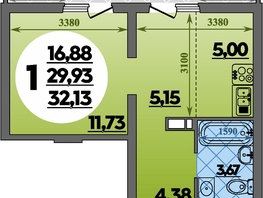 Продается Студия ЖК Предгорье ЛАГО-НАКИ, литера 8, 32.13  м², 4679000 рублей