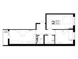 Продается 2-комнатная квартира ЖК Горные высоты, литер 5.1, 58.09  м², 6680350 рублей