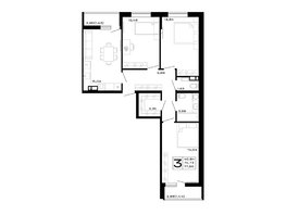 Продается 3-комнатная квартира ЖК Горные высоты, литер 5.1, 77.6  м², 8691200 рублей