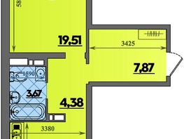 Продается 1-комнатная квартира ЖК Предгорье ЛАГО-НАКИ, литера 3, 47.22  м&sup2;, 6214152 рублей